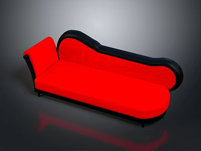 Stylish Red Chaise Lounge With Black Curved Frame And Modern Design 3d model