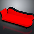 Stylish Red Chaise Lounge With Black Curved Frame And Modern Design