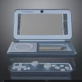 Blue Clamshell Handheld Gaming Device with Screen Controller Circular Knob and Buttons