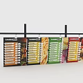 Commercial Hanging Menu Display Equipment With Multiple Colorful Boards And Food
