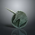 Furniture With Bronze Unicorn Head Metal Badge Detailed Mane And Circular Base