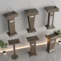 Modern Functional Desk Various Wooden Styles With Microphones And Potted Plants
