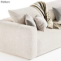 Modern Cozy Upholstered Double Sofa With Throw Pillows Soft Blankets And Various Neutral Fabric Colors