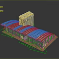 Modern Design Featuring Curved Red And White Roofs With Tower Section And Orange Support Structures