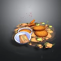 Earthy Yellow Setting With Bowls Liquid Circular Items Bio Label Plants And Crumbs