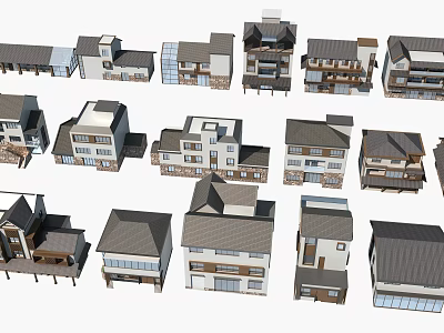 Modern Architectural House Models Featuring Diverse Exterior Designs And Styles 3d model