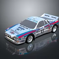 White Race Car With Sponsor Logos Number 23 And Red Blue Stripes