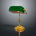 Elegant Green Lampshade Table Lamp With Gold Stand And Base Design