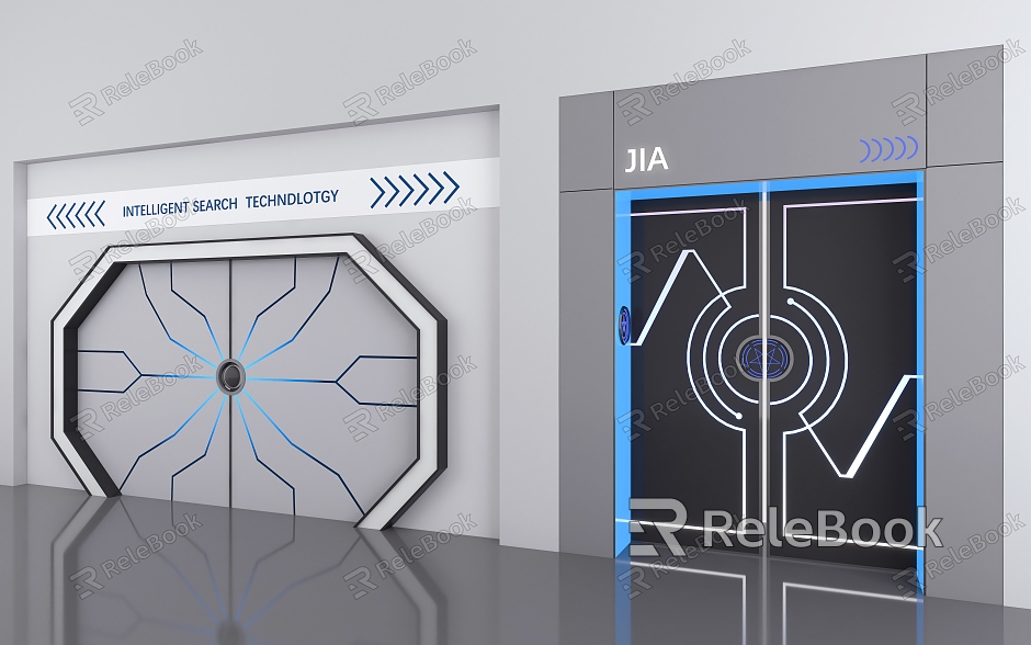 Science and technology air door combination science fiction wind double door swing door science and technology sense door head KTV science and technology stainless steel door science and technology door electric science fiction door science fiction sensor model