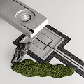 Water Fountain Design Featuring Concrete Structure Circular Nozzle Stone Green Grass And Paving