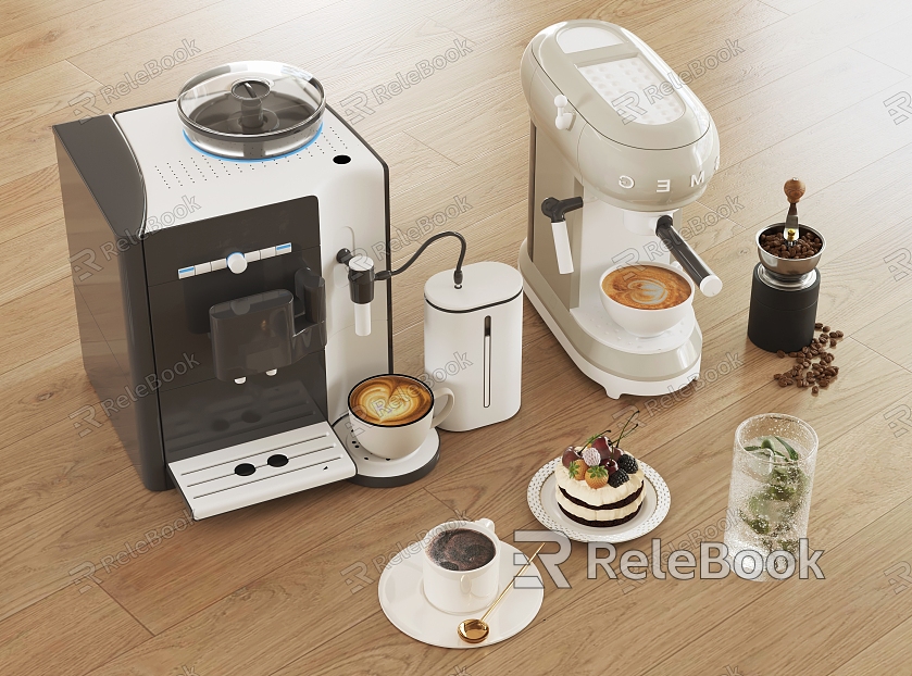 Household Coffee Machine Coffee Supplies Coffee Cup Coffee Bean Grinder Dessert model