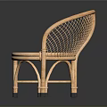 Rattan Leisure Chair with Woven Backrest Seat and Curved Armrest Design
