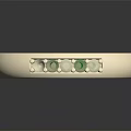 Elegant Silver Band Ring With Green Gemstones And White Accent Stones Design