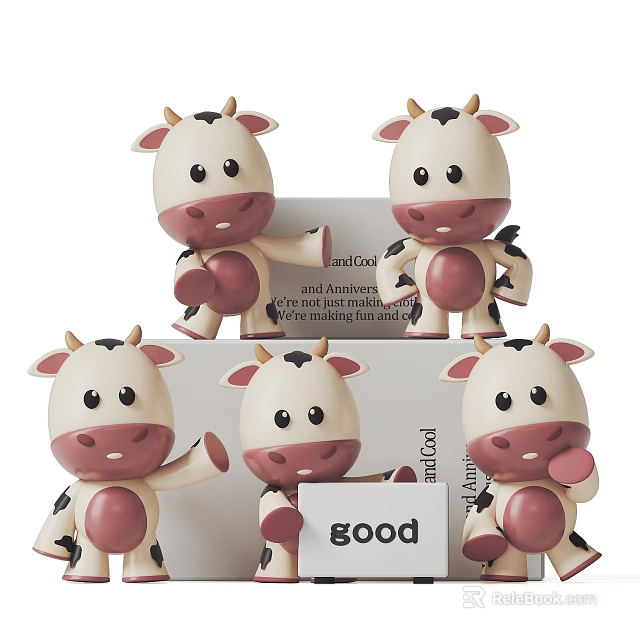 Cute Playful Cow Dolls With Good Sign And Collectible Design For Kids 3d model 