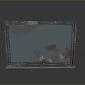 Vintage Wooden Framed Glass Window With Blurred Handprints And Stains