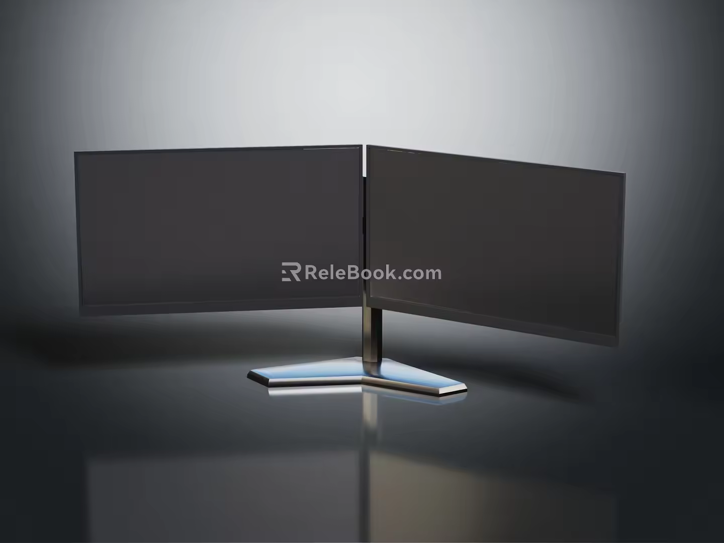 Modern computer dual display dual screen 3d model