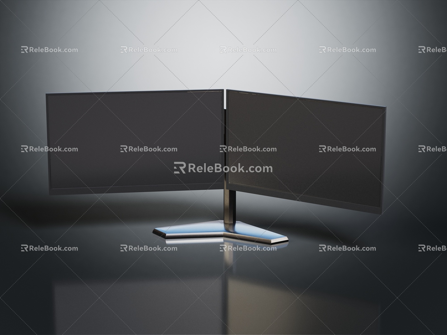 Modern computer dual display dual screen 3d model