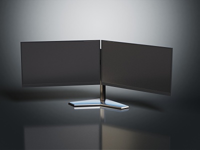 Modern computer dual display dual screen 3d model