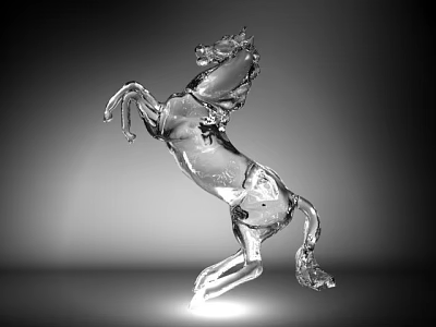 Elegant Clear Crystal Standing Horse Sculpture Decorative Ornament Set For Modern Home Decor 3d model