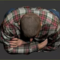 Man In Plaid Shirt Jeans And Sneakers Standing With Crossed Arms On Gray Background