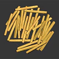 Appetizing Crispy Golden French Fries Heap Arranged On Black Background Surface