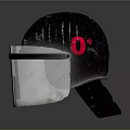 Glossy Black Spherical Helmet With Transparent Visor And Number 008759