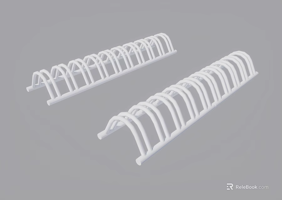 White Plastic Curved Drying Racks With Multiple Hooks For Laundry Use 3d model 