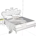 Elegant Classic Double Bed With Tufted Headboard Silver Trim Soft Blanket And Matching Nightstand