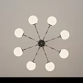 Nordic Style Chandelier with White Globe Lamps and Chrome Curved Arms Design