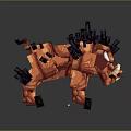 Orange Pixel Art Fantasy Beast 3D Model With Red Body And Black Spikes