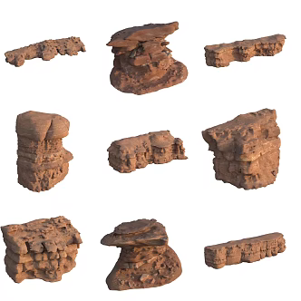 Sandstone Big Stone Wall Boulder 3d model