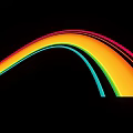 Colorful Rainbow Wavy Curved Lines Abstract Design On Black Background With Reflection