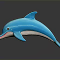 Vibrant Blue Dolphin Decorative Figurine With Glossy Surface And Pink Mouth Details