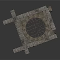 Ancient Stone Structure With Circular Grid Design And Crossed Slabs 3d model