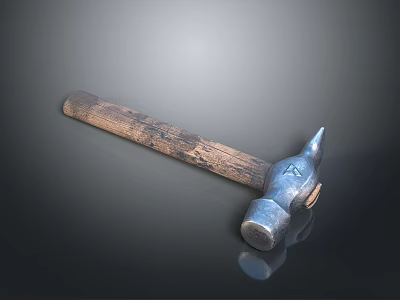 Rustic Hammer With Wooden Handle And Metal Head For Construction Workshop Equipment 3d model