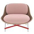 Elegant Modern Leisure Chair With Soft Pink Quilted Upholstery Brown Frame And Stable Metal Legs