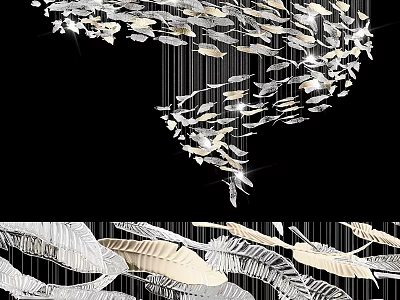Elegant Modern Feather Design Chandelier With Layered Hanging Structure For Interior Decor 3d model