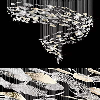 Elegant Modern Feather Design Chandelier With Layered Hanging Structure For Interior Decor 3d model