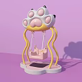 Kids Playground Equipment Paw Shaped Swing With Pink Seat And Yellow Frame