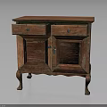 Vintage Wooden Cabinet with Two Drawers Cabinet Doors Carved Legs Distressed Finish