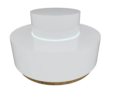 Modern White Layered Island With Wooden Base And Illuminated Ring For Home Decor 3d model