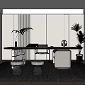 Modern Simple Study Desk 3d model