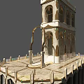 Architectural Models Featuring Tower Platform With Ornate Columns And Transparent Elements