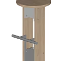 Modern Bar Stools With Round Seat Wooden Column And Metal Frame Design