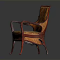 Classic Style Accent Chair With Floral Pattern Upholstery And Wooden Armrests Brown Frame