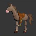 Brown Plush Horse Toy With Pink Nose And Orange Saddle Details