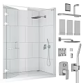 Modern Chrome Shower System With Overhead And Handheld Shower Fixtures 3d model