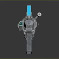 Futuristic Sci Fi Gun Design With Metallic Body Blue Scope And Detailed Components