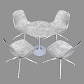 Modern Round White Table and Chair Set with Blue Base and Metal Legs