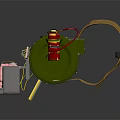 Green Equipment with Brown Shoulder Straps Red Component Yellow Container and Pink Part